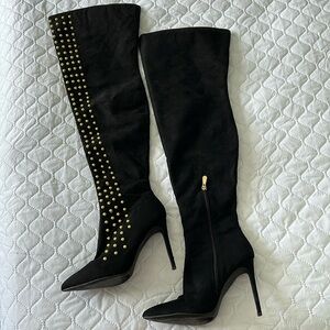 Women’s Black Over the Knee High Heeled Boots